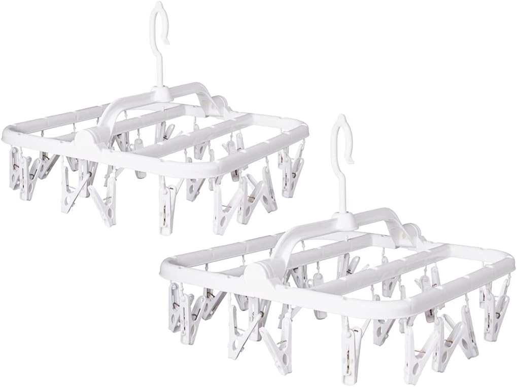 Annaklin 26-clip foldable drying hanger, White, 2 pack