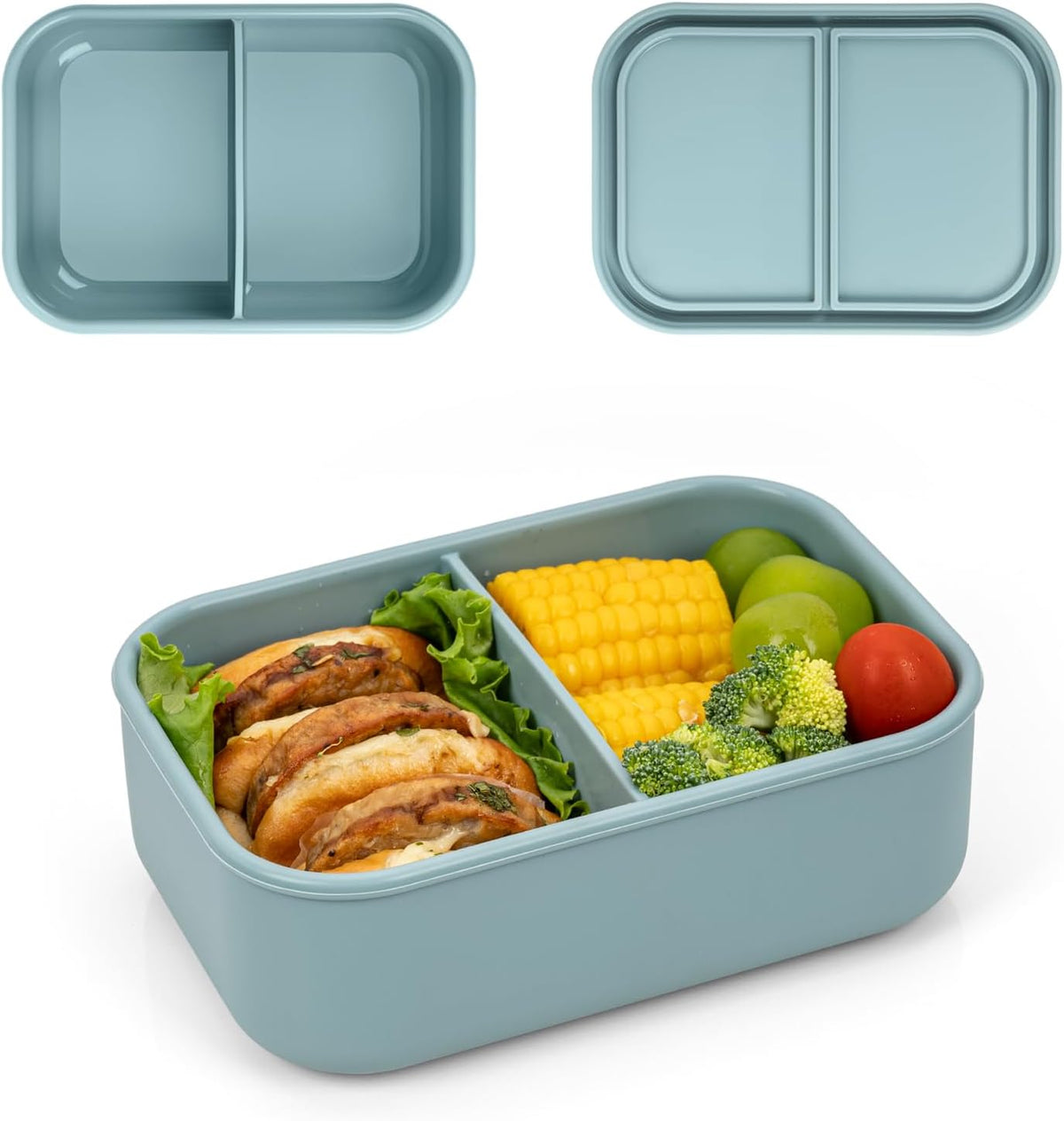 Annaklin silicone bento lunch box, Green, 24 fl oz, 2 Compartments