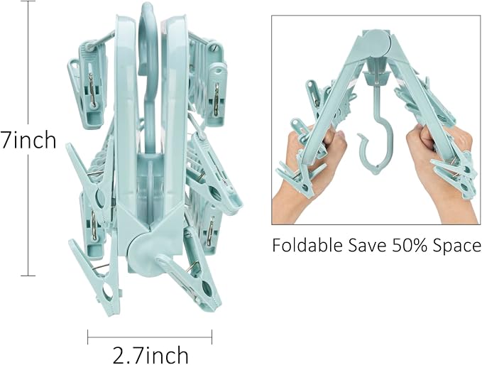 Annaklin Foldable 26-Clip Laundry Drying Hanger for Socks and Underwear
