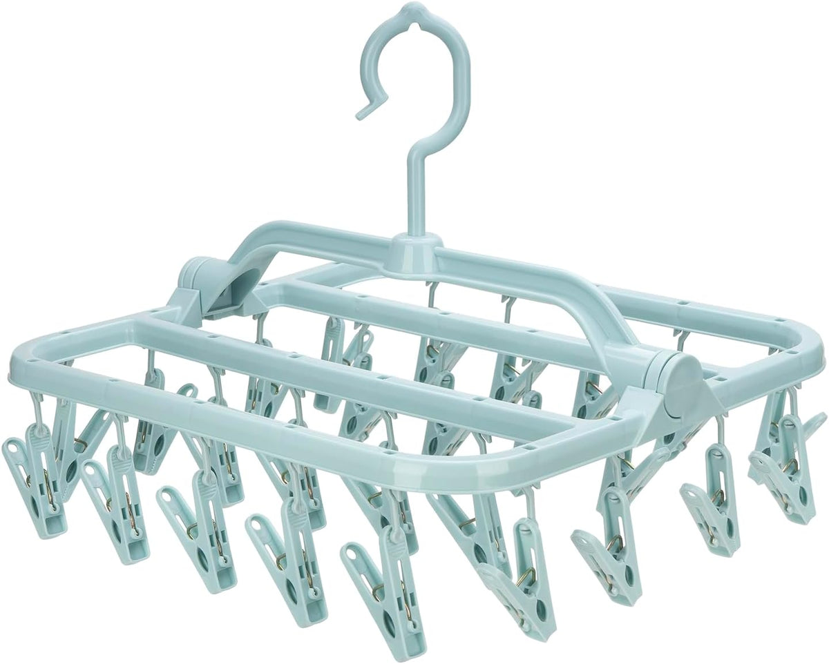 Annaklin 26-clip foldable drying hanger, Light Blue, 2 pack