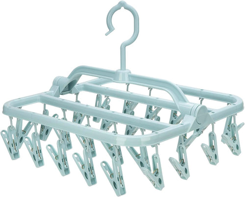 Annaklin 26-clip foldable drying hanger, Light Blue, 2 pack