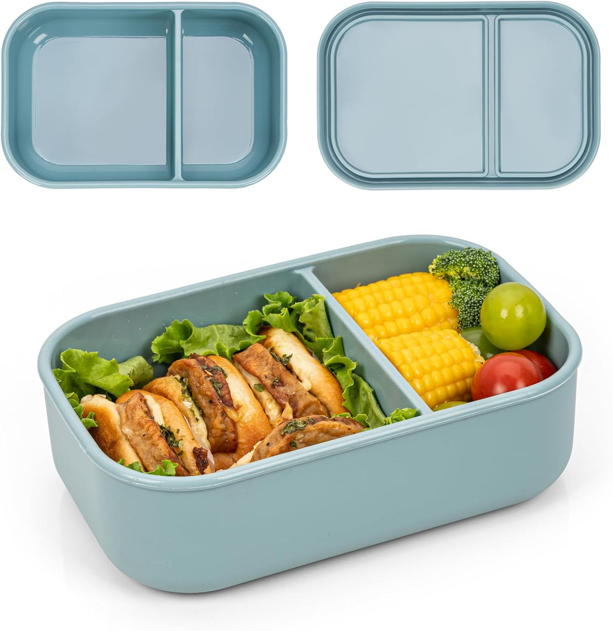 Annaklin silicone bento lunch box, Nile Blue, 32 fl oz, 4 Compartments
