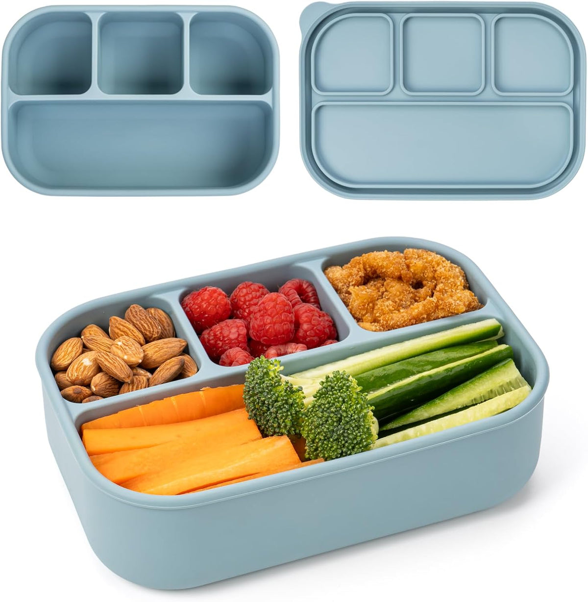 Annaklin silicone bento lunch box, Blue, 32 fl oz, 2 Compartments