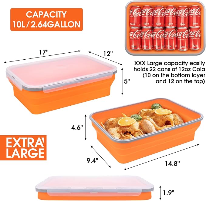 Annaklin 10L Collapsible Marinating Tub with Lid for BBQ and Food Prep