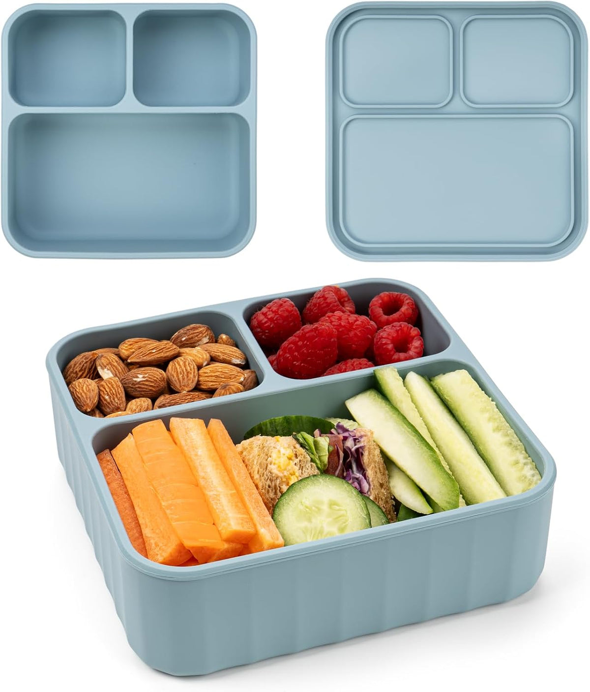Annaklin silicone bento lunch box, Green, 48 fl oz, 3 Compartments