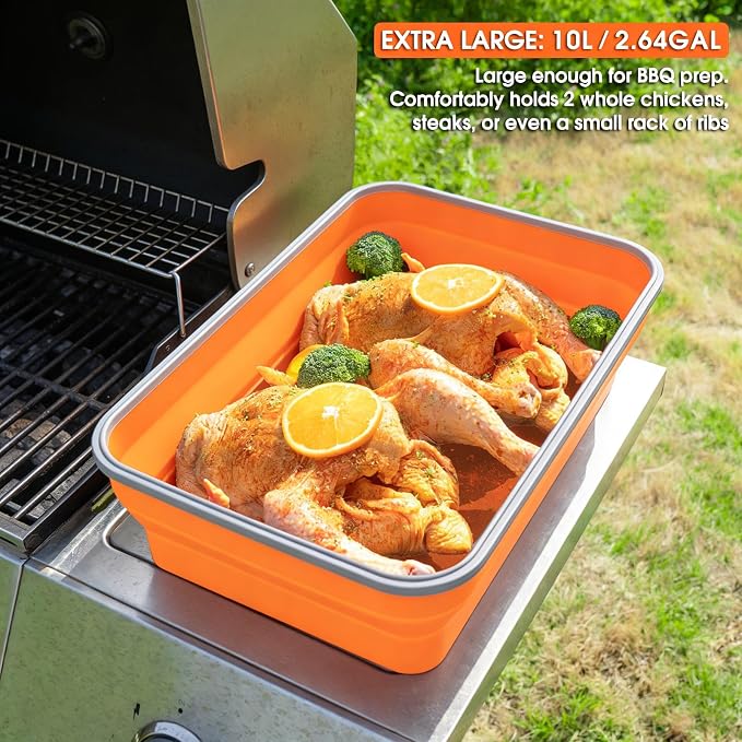 Annaklin 10L Collapsible Marinating Tub with Lid for BBQ and Food Prep